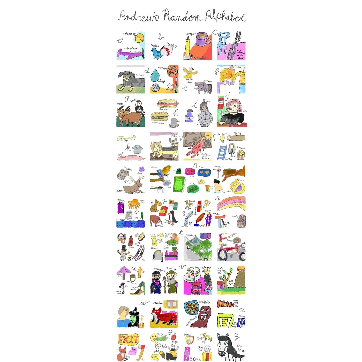 Andrew's Random Alphabet by Andrew Bixler - Digital Print